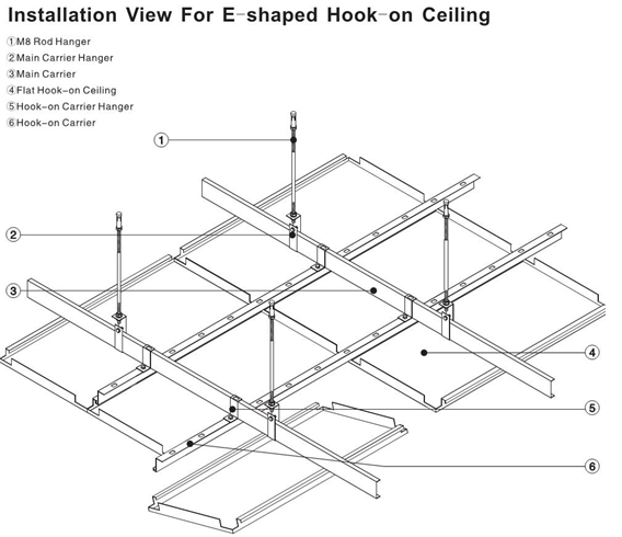 Modern E Shaped Hook Perforated Metal, Ceiling Tile Sizes