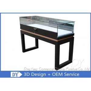 China Black Custom Glass Display Cases Plinth For Jewelry / Watch With LED Lighting supplier