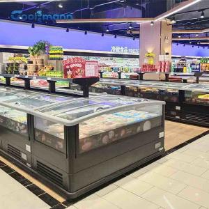 Horizontal Supermarket Island Freezer R290 Open Glass Lid Chest Fridge 710L