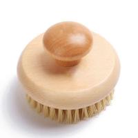China Exfoliating Natural Bristle Bath Brush Spa Shower Body Massager Round Wooden on sale