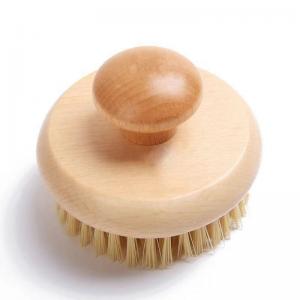 Exfoliating Natural Bristle Bath Brush Spa Shower Body Massager Round Wooden