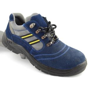 Gender Unisex 100% Suede Leather Low Heel Safety Shoes CE EN20345 UF-118-B Royal Blue