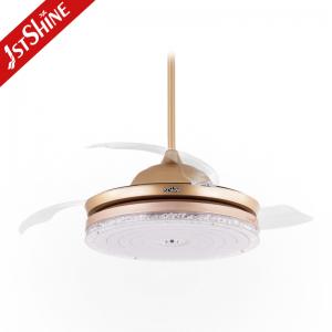 China Invisible Acrylic Lampshade Foldable Ceiling Fan With Dimmable Light supplier