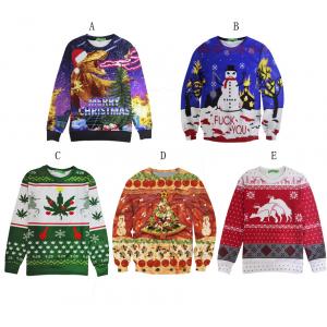 3D Printing Plus Size 4xl Christmas Jumper , Male Christmas Jumpers Pullover