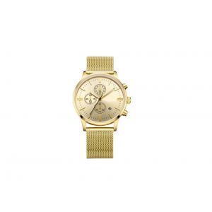 40mm Case Stainless Steel Gold Watch , Men Stainless Steel Mesh Watch