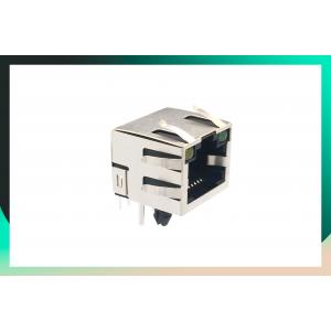 90 Degree Single Port Shielded RJ45 Ethernet Connector With LEDs Network Port Socket