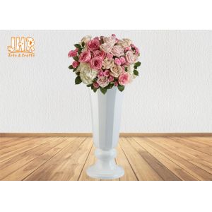 China Trumpet Glossy White Polystone Centerpiece Table Vases Floor Vases For Home wholesale
