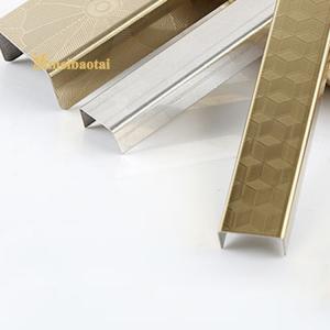 10FT Stainless Steel Tile Trim Embossed Etched PVD Color SS U Profile