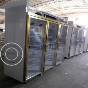 China OP-A411 Large Capacity Supermarket Three Glass Doors Fridge with Wheels supplier