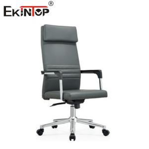 High Back Leather Executive Office Chair With Armrests And Casters