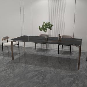 Minimalistic Aluminium Home Furniture Luxury Modern Rectangular Rock Top Aluminum  Dining Table