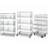 Mobile Chrome Wire Grid Baskets Shelving 4 Layers For Medical Supply Storage