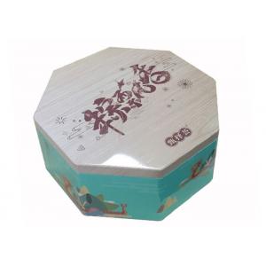 China Large Custom Tin Box , Hexagonal Tin Container For Chinese Rice Pudding Packing supplier