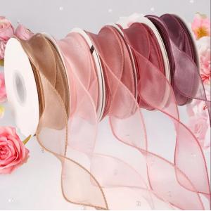 China 10yard Roll Silk Organza Lace Flower Fishtail Ribbon 40mm Width For Gift supplier