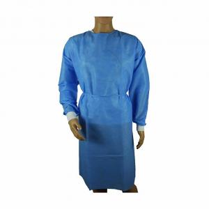 China Blue Disposable Non Woven Isolation Gown With Seam Sealing Tape supplier