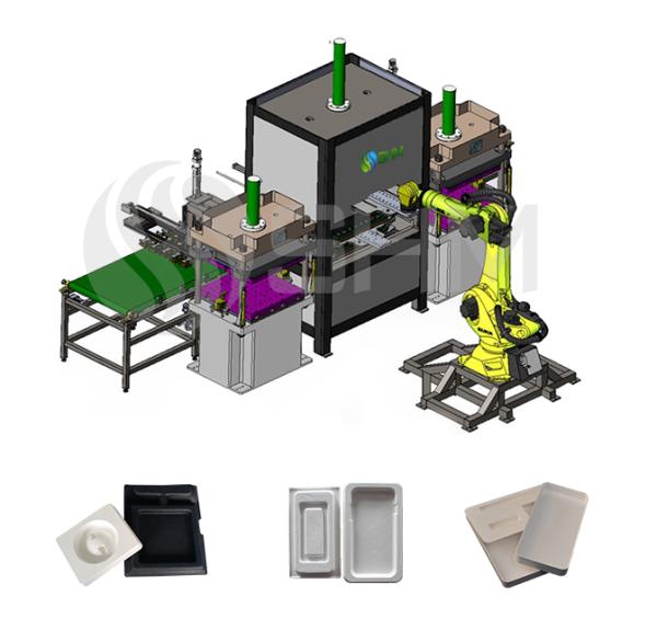 Automatic Bagasse Molded Pulp Machine Tableware Pulp Forming Machine