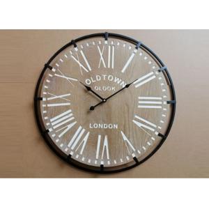 A0105 White Washed Numerals AA Battery Decorative Wooden Clocks