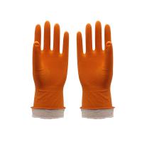 China Multi Purpose Flock Lined Latex Gloves , Cotton Lined Dishwashing Gloves on sale