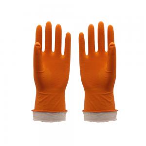 Multi Purpose Flock Lined Latex Gloves , Cotton Lined Dishwashing Gloves