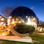 H245cm Hollow Sphere Stainless Steel Sculpture For Outdoor Decoration