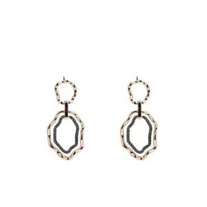 China Irregular Diamond Studded Oval Earrings 925 Silver Long Personality Temperament Earrings supplier