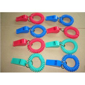 Red/Blue Plastic Wrist Band Coil Loop with Plastic Alerting Whistles