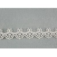 China Cute Floral Embroidered Lace Trim Soft Ivory Bridal Lace Border For Art Decoration on sale