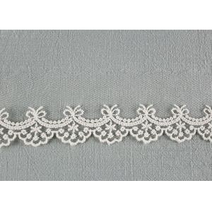 China Cute Floral Embroidered Lace Trim Soft Ivory Bridal Lace Border For Art Decoration supplier