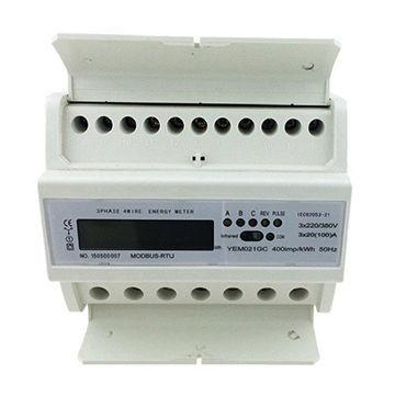 LCD Display Din Rail KWH Meter , 3 phase power meter kwh Active Energy