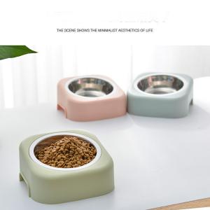 Cat Toy Cute Cat Bowl Stainless Steel Inclined Mouth Cervical Protection