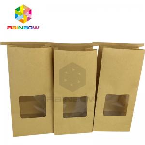 China Clear Window Front Square Bottom Bleached Customized Paper Bags For Tea supplier