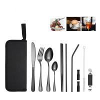 China Portable Travel Stainless Steel Cutlery Set, Reusable With A Case For Fixing Tableware 11  Pieces on sale