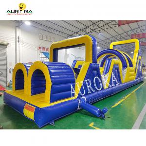 Blue Yellow Giant Inflatable Obstacle Course Jumping Castle Bounce House