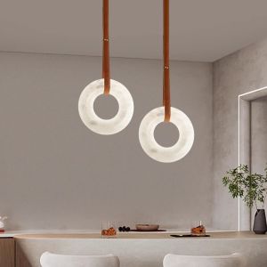 JYLIGHTING Marble Ring Lamp Pendant Light Full Copper Spanish Marble Small Chandelier Bedroom Bedside Designer Pendant Lighting
