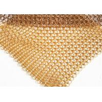 China Space Divider Metal Mesh Drapery , Hotel Curtain Brass Wire Chainmail Ring Mesh on sale