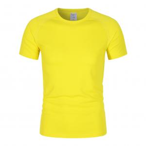 China Custom Logo Hot Selling Gym T-Shirt Fitness 100% Polyester  Running Quick Drying Sportswear Mens yellow Sports T Shirts supplier