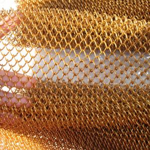 China Gold Stainless Steel Diamond Shape Decorative Metal Mesh For Curtain Or Decoration supplier