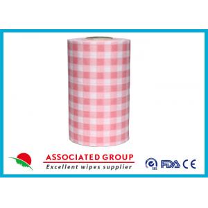 Plaid Pattern Spunlace Nonwoven Wipe Rolls In different Color , Breakpoint Available