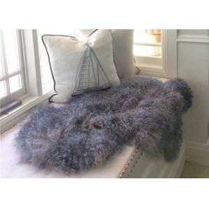 China Genuine Grey Tibetan Mongolian Sheepskin Lambskin Bed Runner Throw Multiple Color Soft supplier