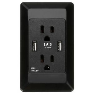 Black Double Wall Socket With USB American Standard Panel Security Anti - Drop