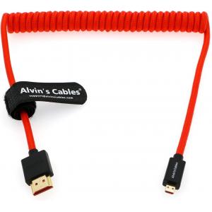 8K 2.1 Micro HDMI To Full HDMI Braided Coiled Cable For Atomos Ninja V 4K-60P Record 48Gbps HDMI For Canon R5C R5 R6