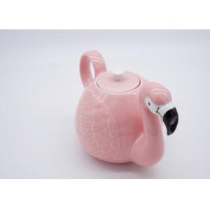 China Creative Ceramic Houseware Animal Shaped Teapots / 3D Pink Flamingo Teapot supplier