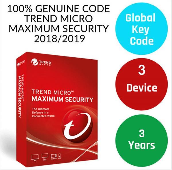 Genuine antivirus digital Key Trend Micro 2019 Maximum Security 3 years 3