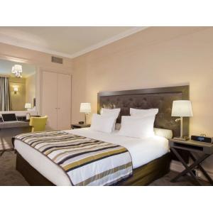 Guinea new hotel room furniture of Leather headboard bed with fabric chair and wood desk table