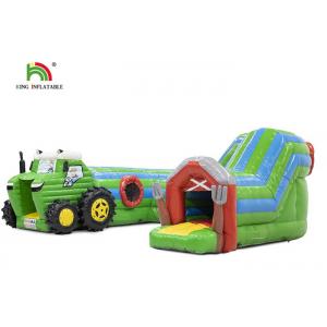 China Logo Printing Green 6.5m Tractor Inflatable Obstacle Course For Party supplier