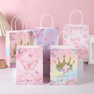Custom Boutique Pink Kraft Handle Paper Bags With Gravure Printing And Customized Logo
