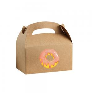 China Custom Recycled Brown Kraft Paper Box With Handle for Food Packaging Distribution supplier