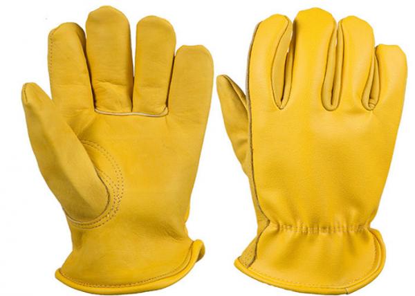 Cow Upper Yellow Leather Driving Gloves Industry Hand Protection Gloves