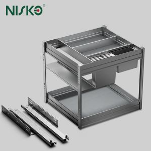 China 2 Tier Multi Purpose Pull Out Baskets Kitchen Cutlery Organizer For Spice Seasoning Bottle wholesale