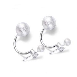 China Womens Double Sterling Silver Beads Hoop Earrings (XH051332W) supplier
